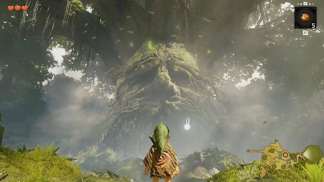 Link standing in front of the Great Deku Tree