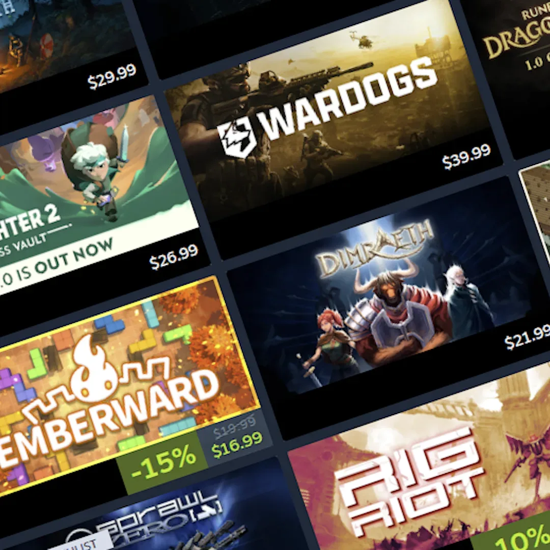 Steam calendar four by three grid of multiple games