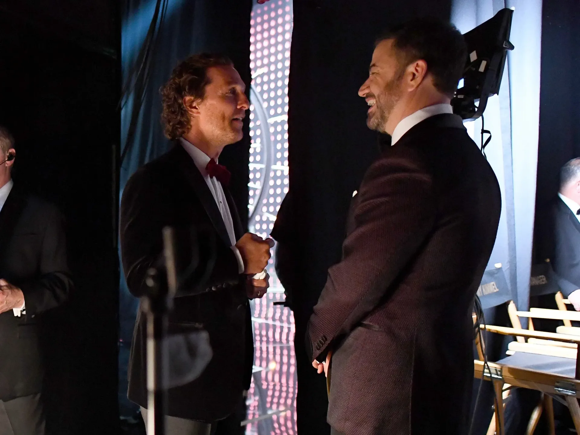 Jimmy Kimmel, Matthew McConaughey and Woody Harrelson in a composite image for an Emmys backstage anecdote