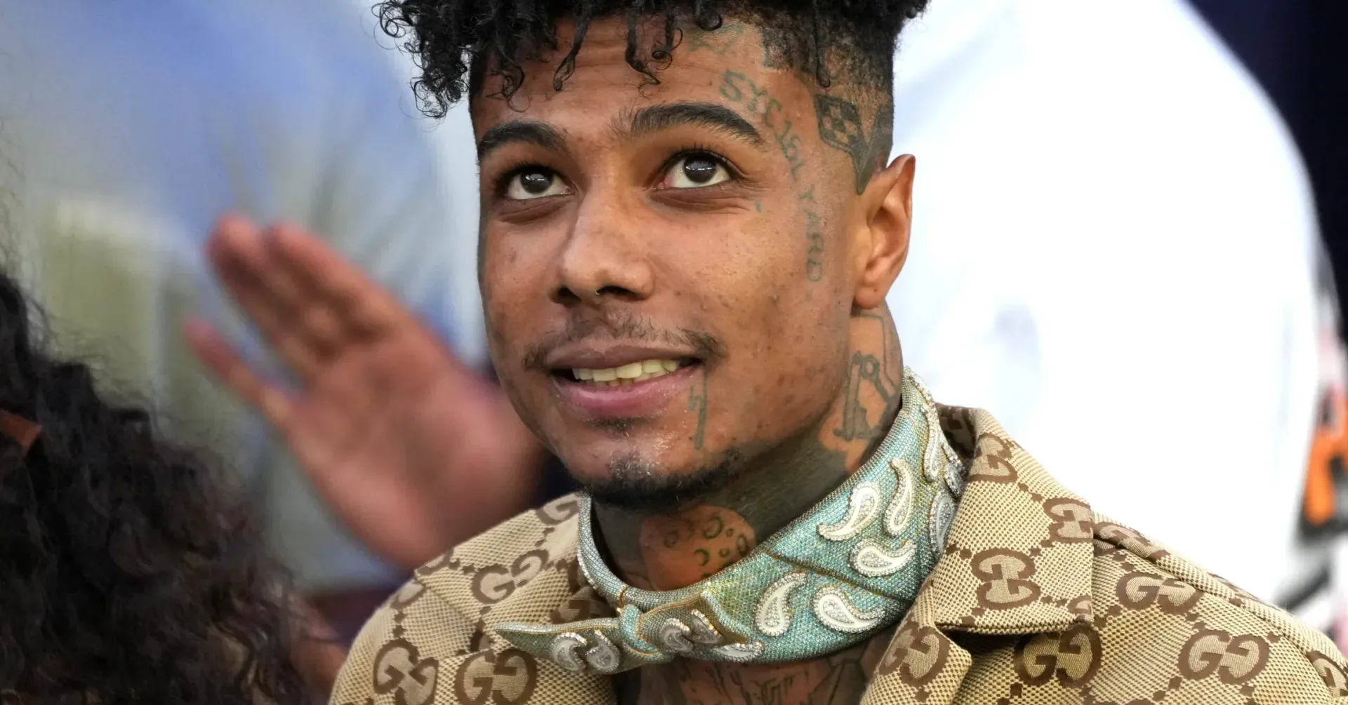 Blueface and Nevaeh Akira during a public livestream discussion