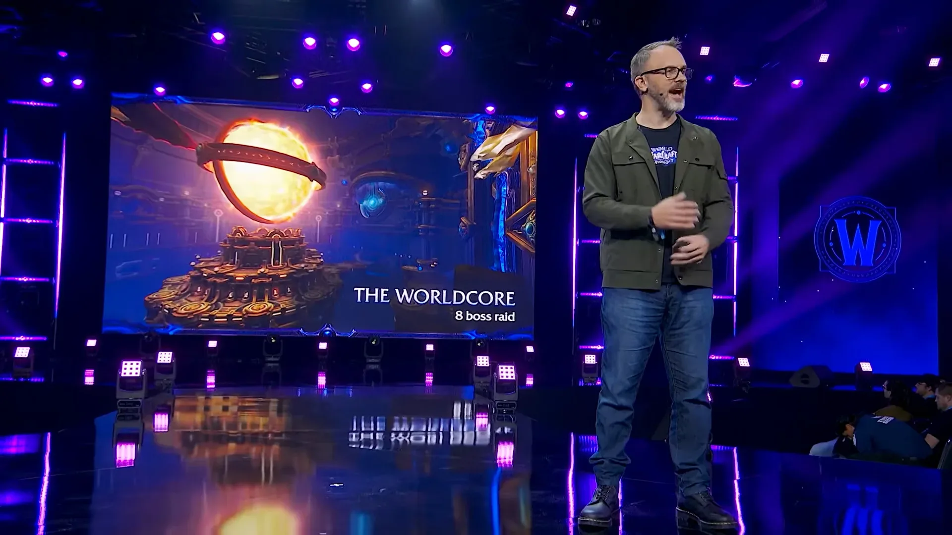 Presentation image for World of Warcraft Midnight’s The Worldcore raid showing Azeroth’s world soul and a pointed object nearby