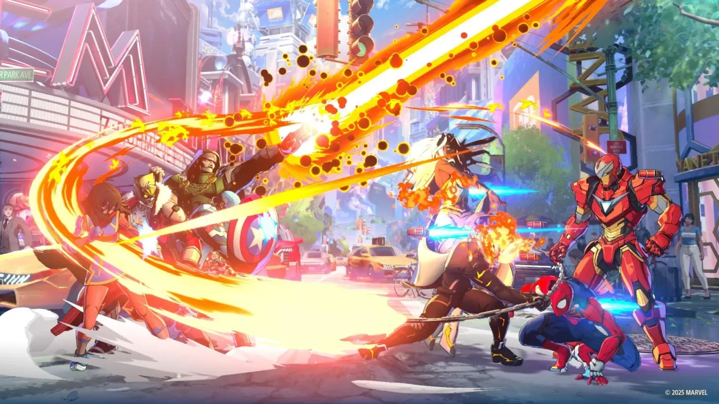 Marvel Tōkon: Fighting Souls battle featuring a four-character Marvel team