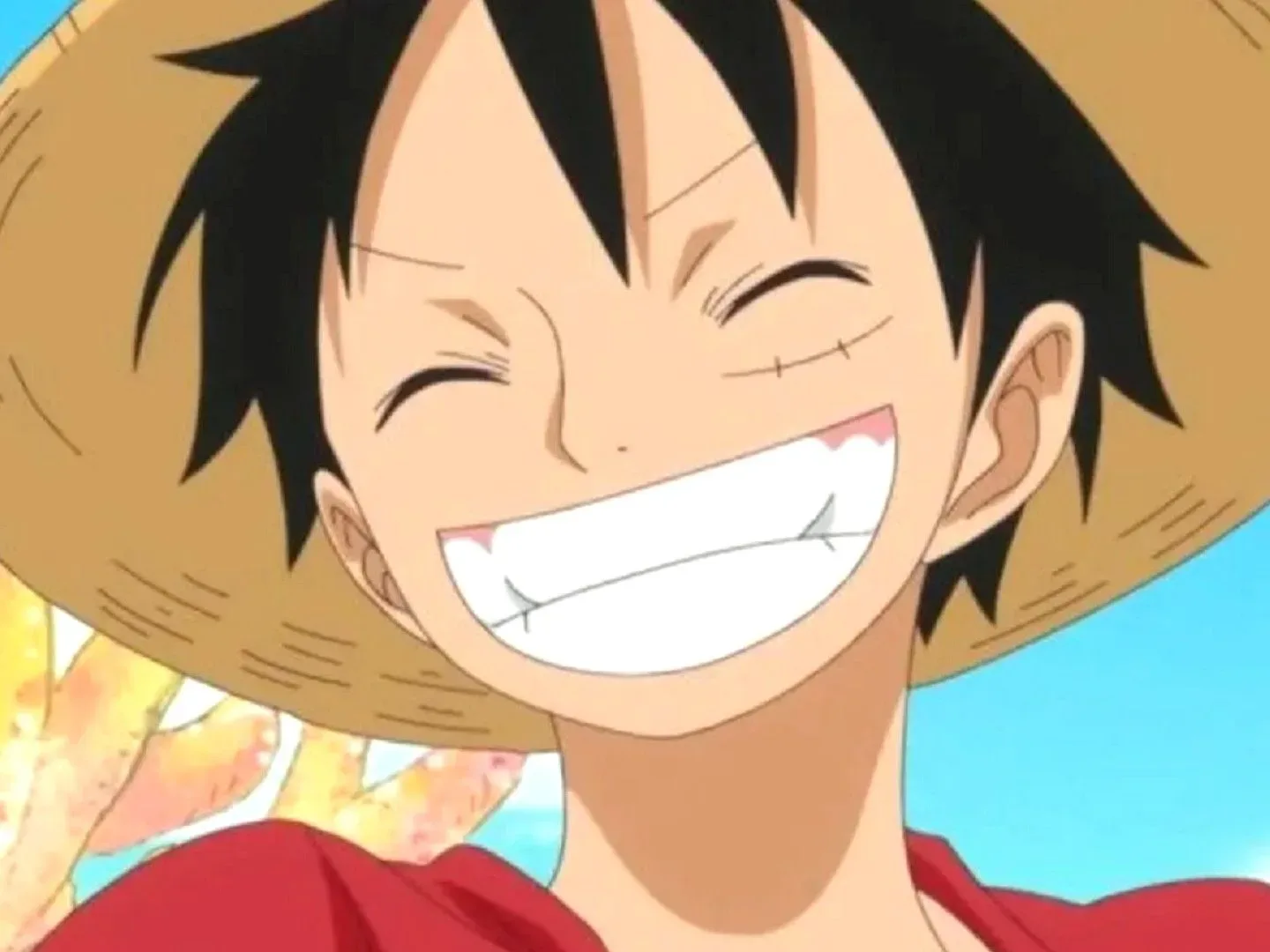 Monkey D Luffy smiling during one of the best Crunchyroll anime series, One Piece.