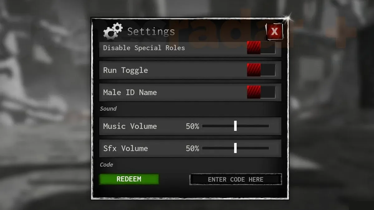 The Bloxnote codes redemption box as seen in-game.