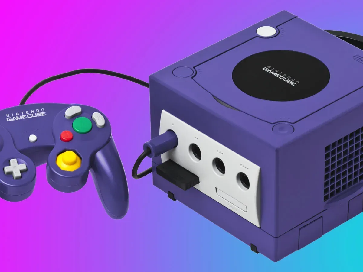 Nintendo GameCube controller showing the large green A button and analog sticks
