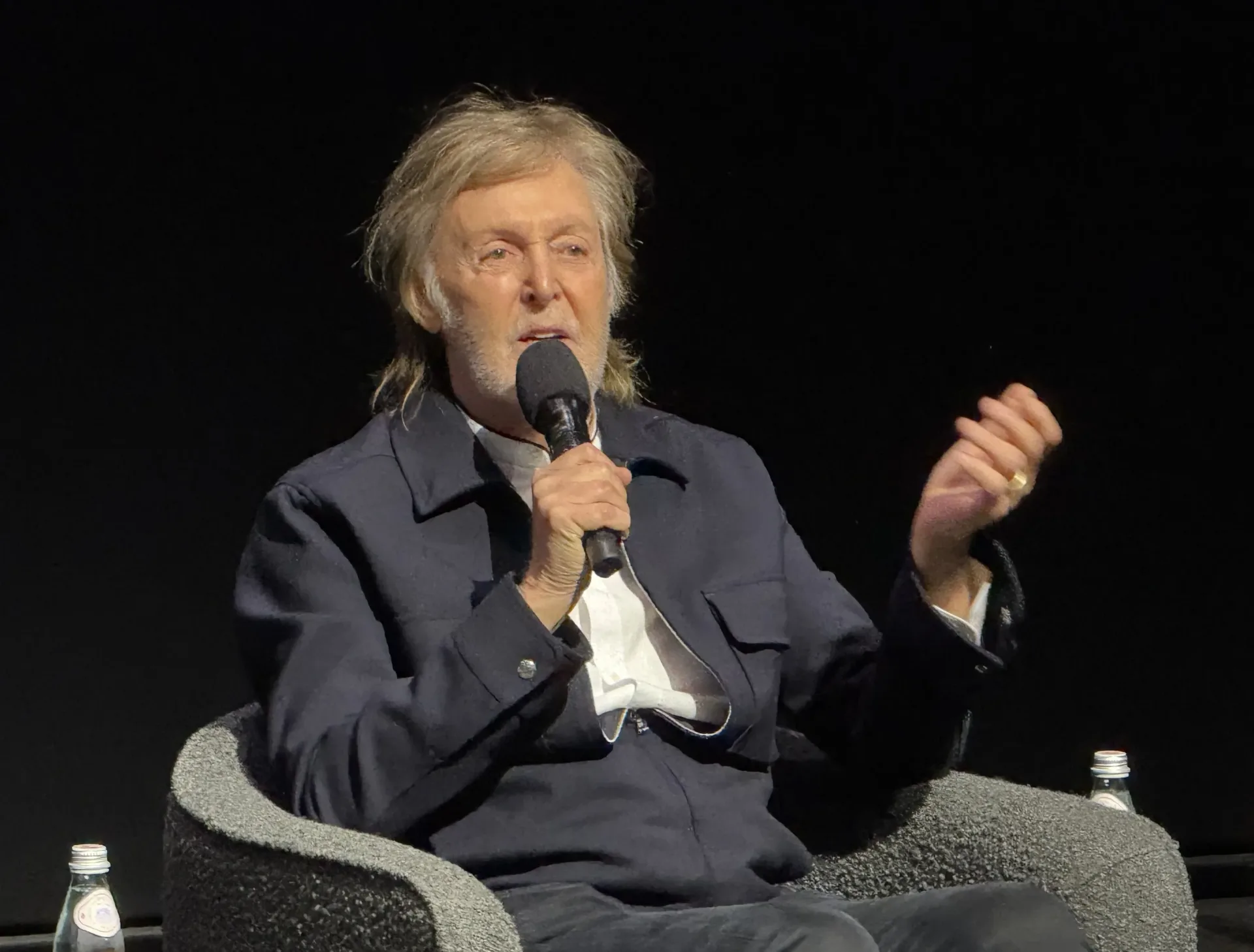 Paul McCartney, Judd Apatow and Morgan Neville speaking after a screening of Man on the Run
