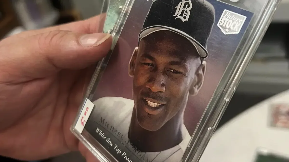 1995 Upper Deck SP Top Prospects Michael Jordan autograph card showing him in a Birmingham Barons uniform