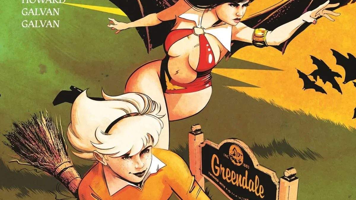 Sabrina Spellman and Vampirella in a beachside supernatural crossover setting