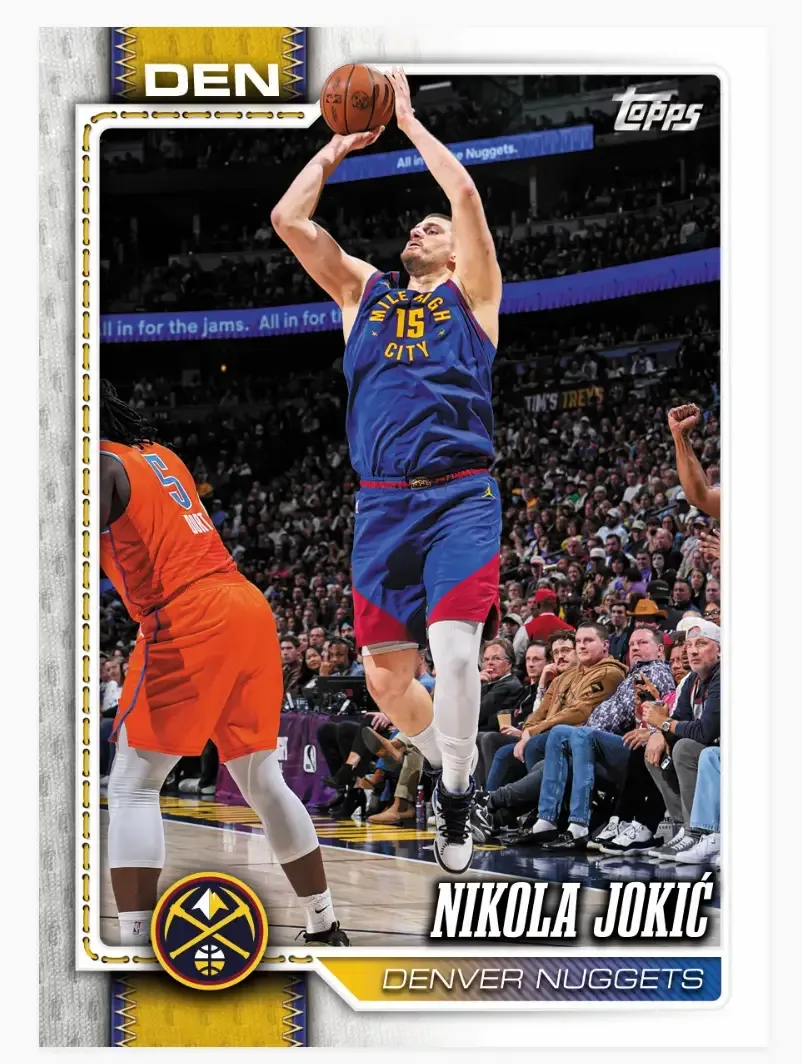 2026-27 Topps Flagship Basketball Nikola Jokić base card with team-color jersey-style border