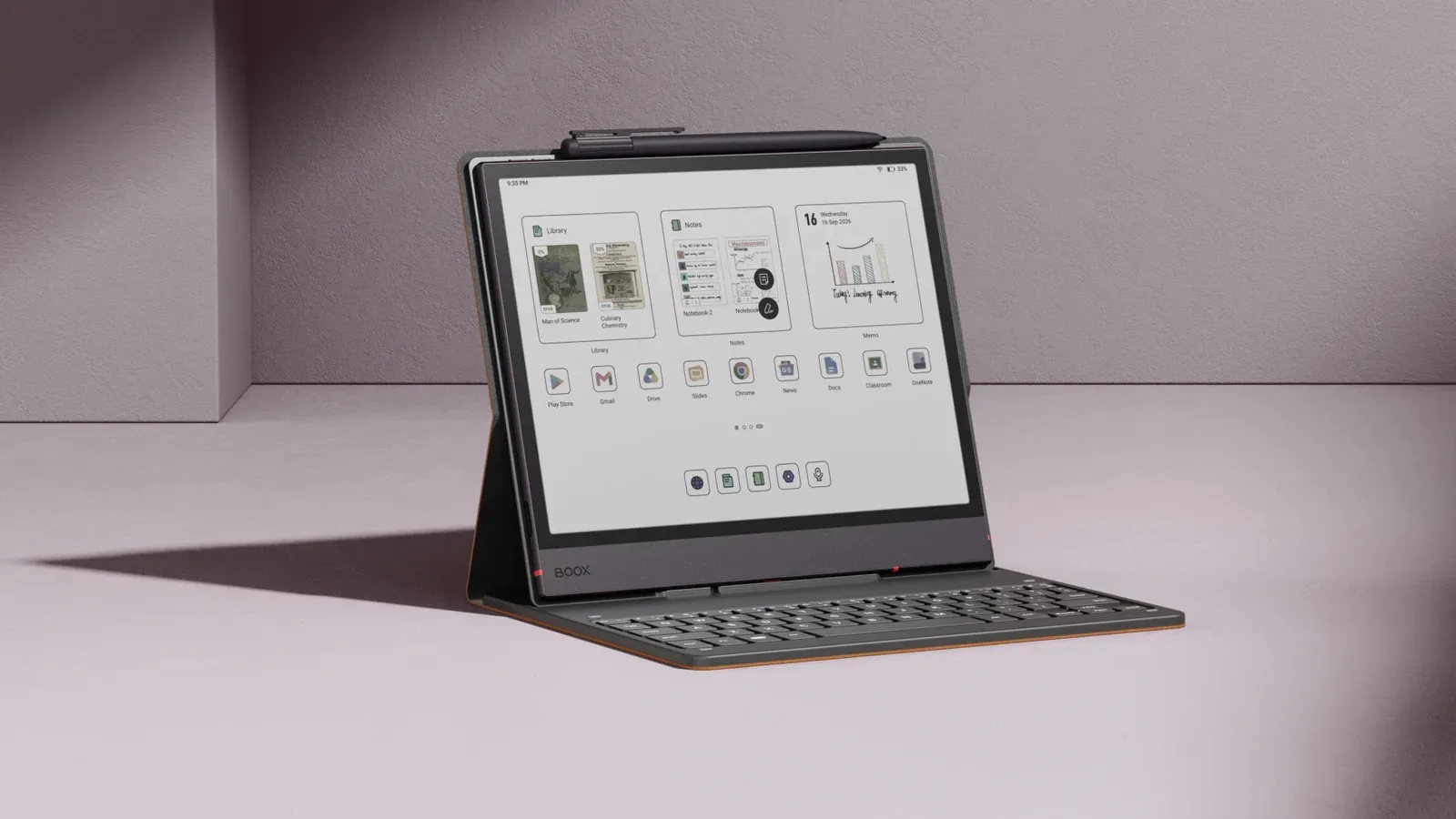 Boox Note Air 6C color E Ink tablet shown with Pen3 stylus