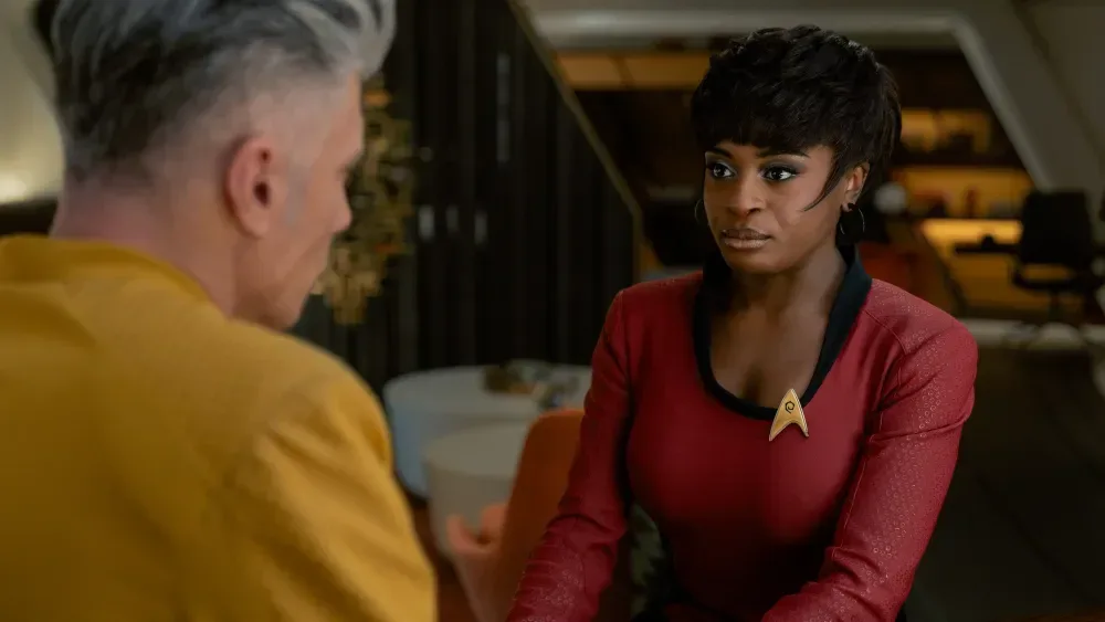 The USS Enterprise approaches a white-hole phenomenon in Strange New Worlds