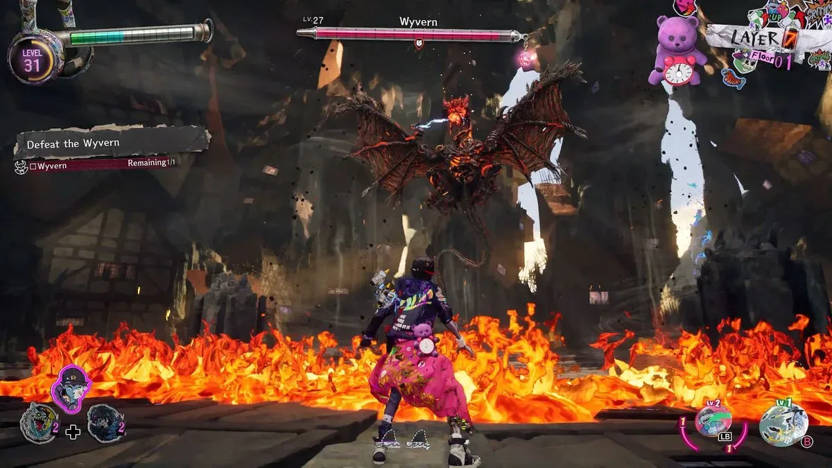 Davy fights the Wyvren in Stupid Never Dies, a flying enemy who shoots fire at the ground