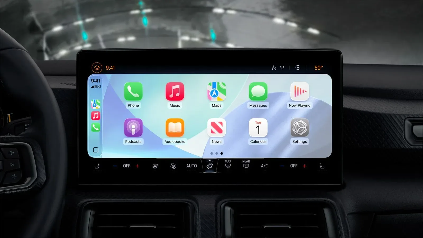 Claude voice conversation interface displayed through Apple CarPlay