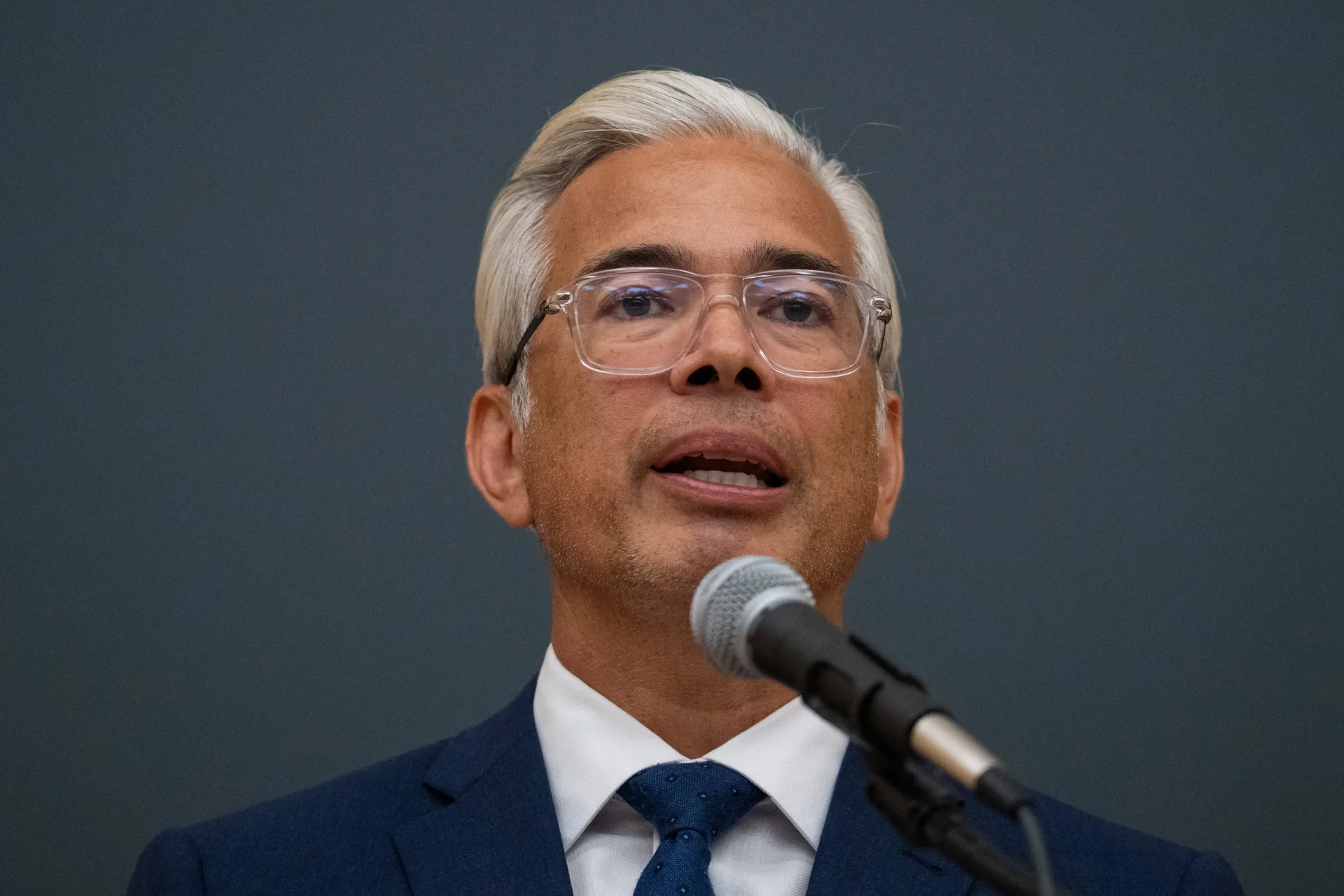 California Attorney General Rob Bonta speaking about the Paramount-Warner Bros. antitrust settlement