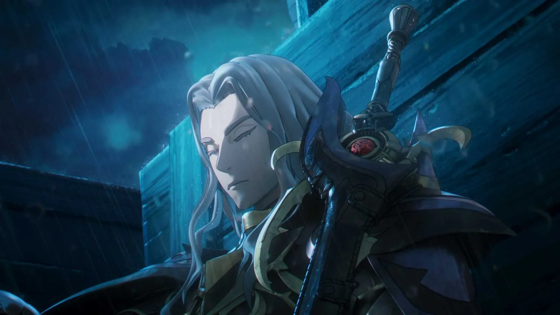 Eshmel in the futuristic opening of Fire Emblem: Fortune’s Weave