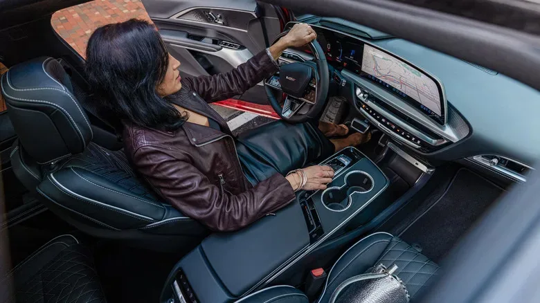 General Motors electric vehicle interior with native navigation interface