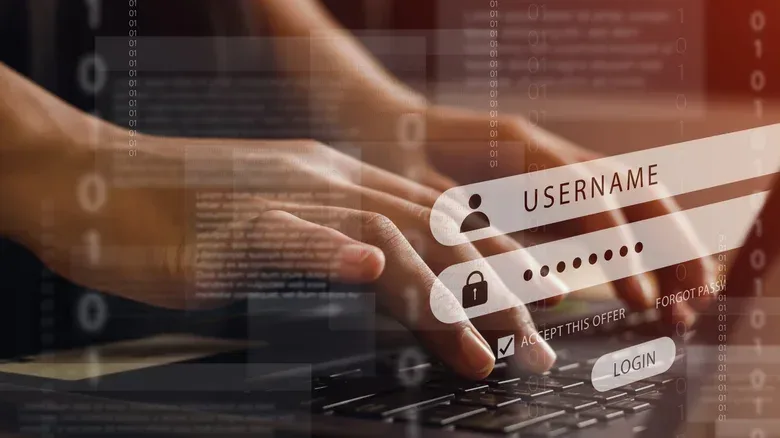 Illustration of passwords in a digital vault and separate two-factor authentication codes on a phone