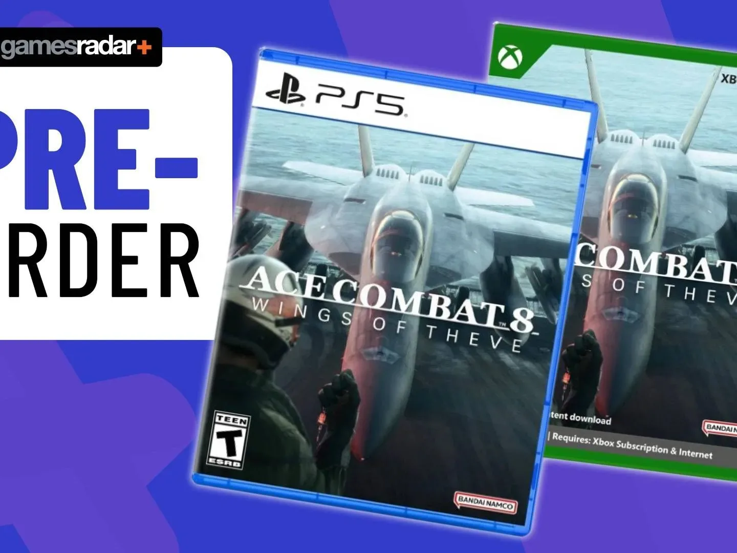 Image of the PS5 and Xbox Ace Combat 8 box art on a blue GamesRadar+ background.