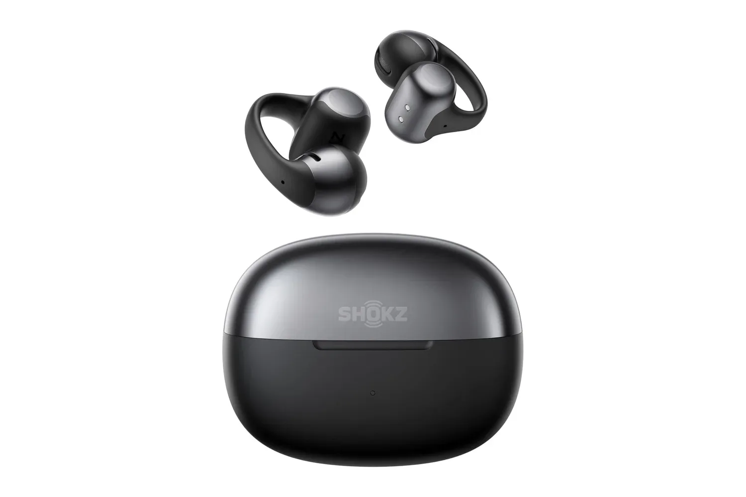 SHOKZ OpenDots ONE open-ear clip-on earbuds and charging case