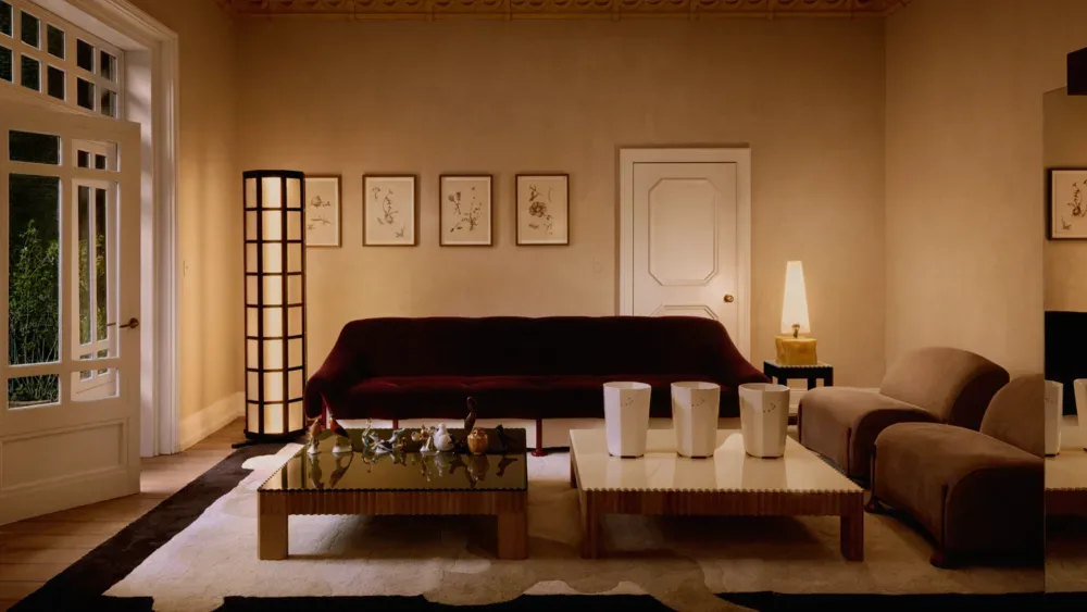 Curved sofa and sculptural lighting from Baisi Guadagnino for Zara Home