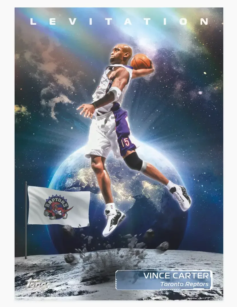 2026-27 Topps Flagship Basketball Vince Carter Levitation insert with Earth, moon and galaxy artwork