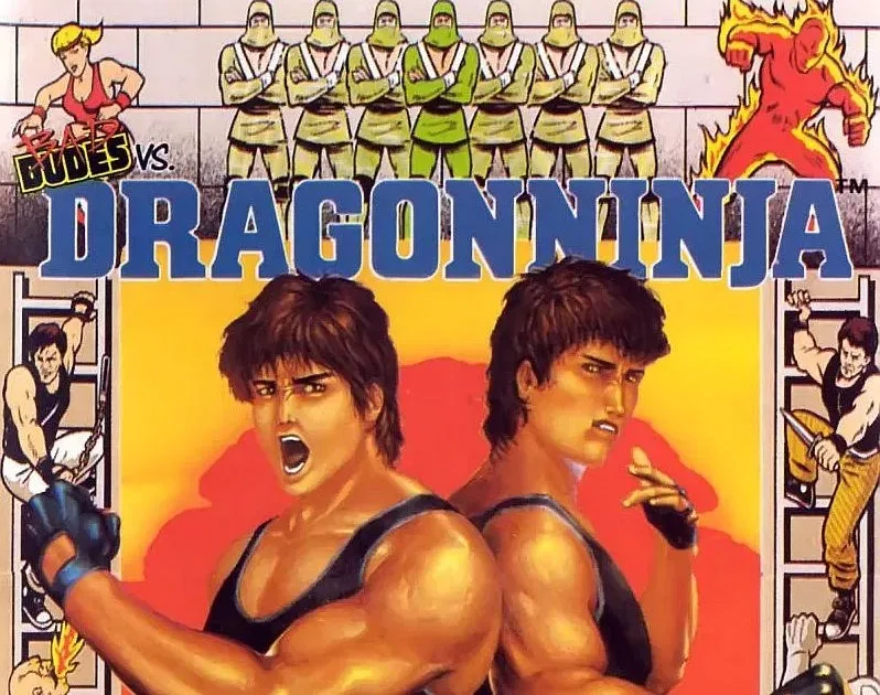 Amiga AGA port gameplay showing the Bad Dudes vs DragonNinja action