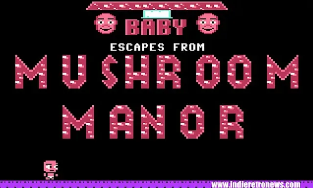 Baby Escapes From Mushroom Manor Commodore 64 gameplay screen