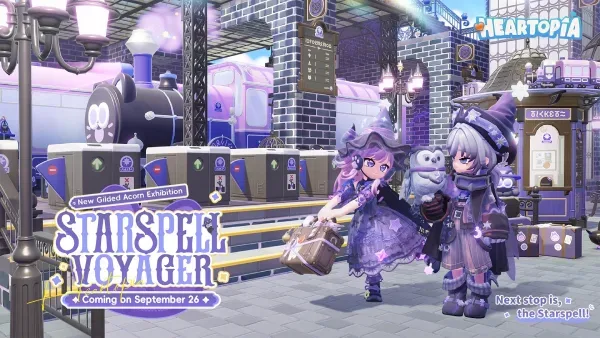 Heartopia Starspell Voyager event artwork featuring a magical steam locomotive