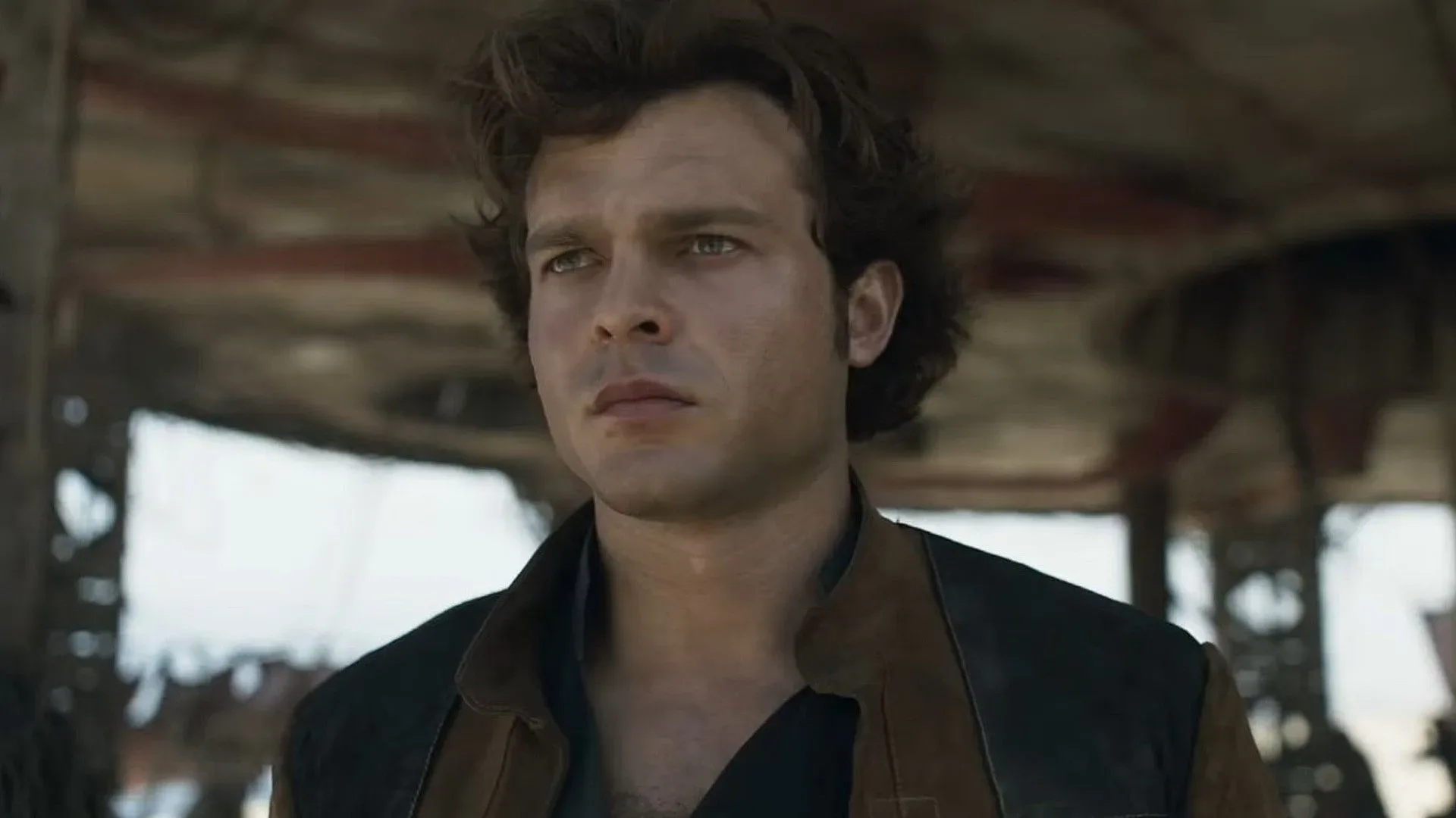 Alden Ehrenreich as the younger Han Solo in Solo: A Star Wars Story