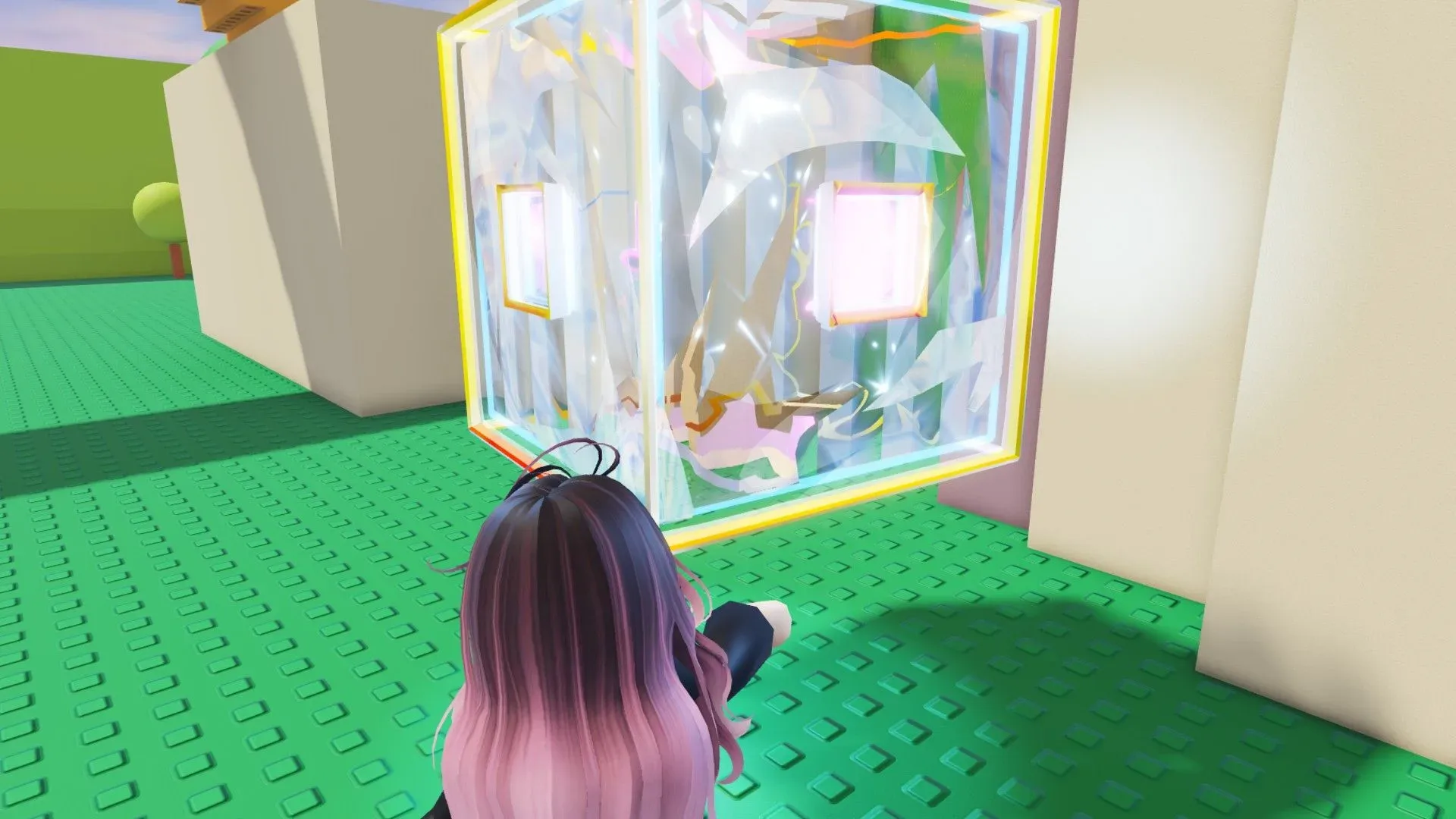 A player touches a large 3D Roblox Tilt icon in the Roblox The Hunt 20 hub.