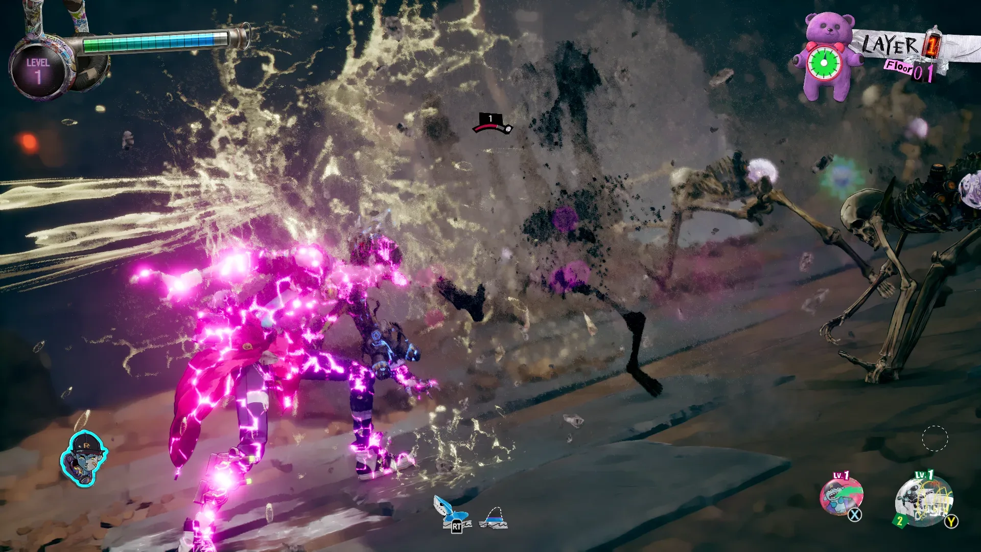 Stupid Never Dies combat scene highlighting enemies at ground and air level