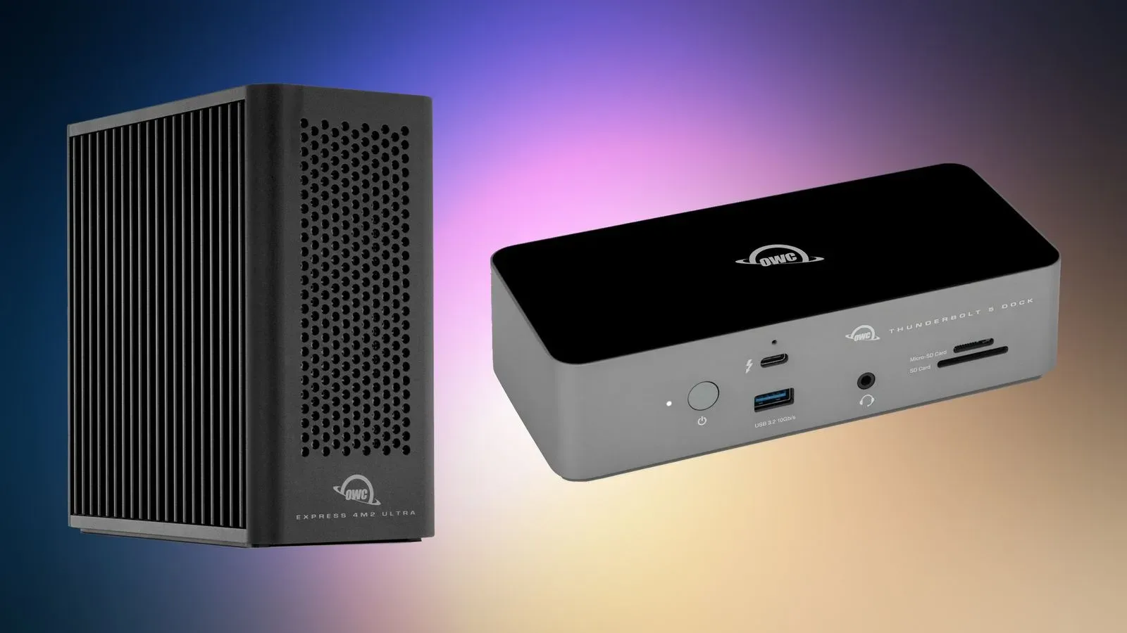 OWC Thunderbolt dock connected to a desktop workspace