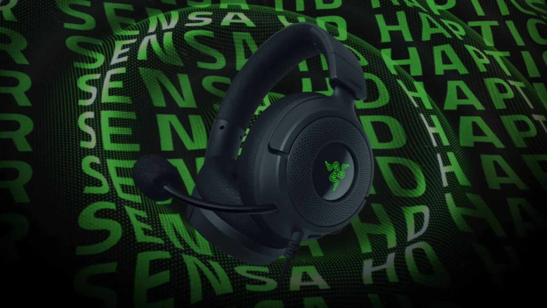Razer Kraken V4 X Sensa HD Haptics wired PC gaming headset with RGB earcup logos