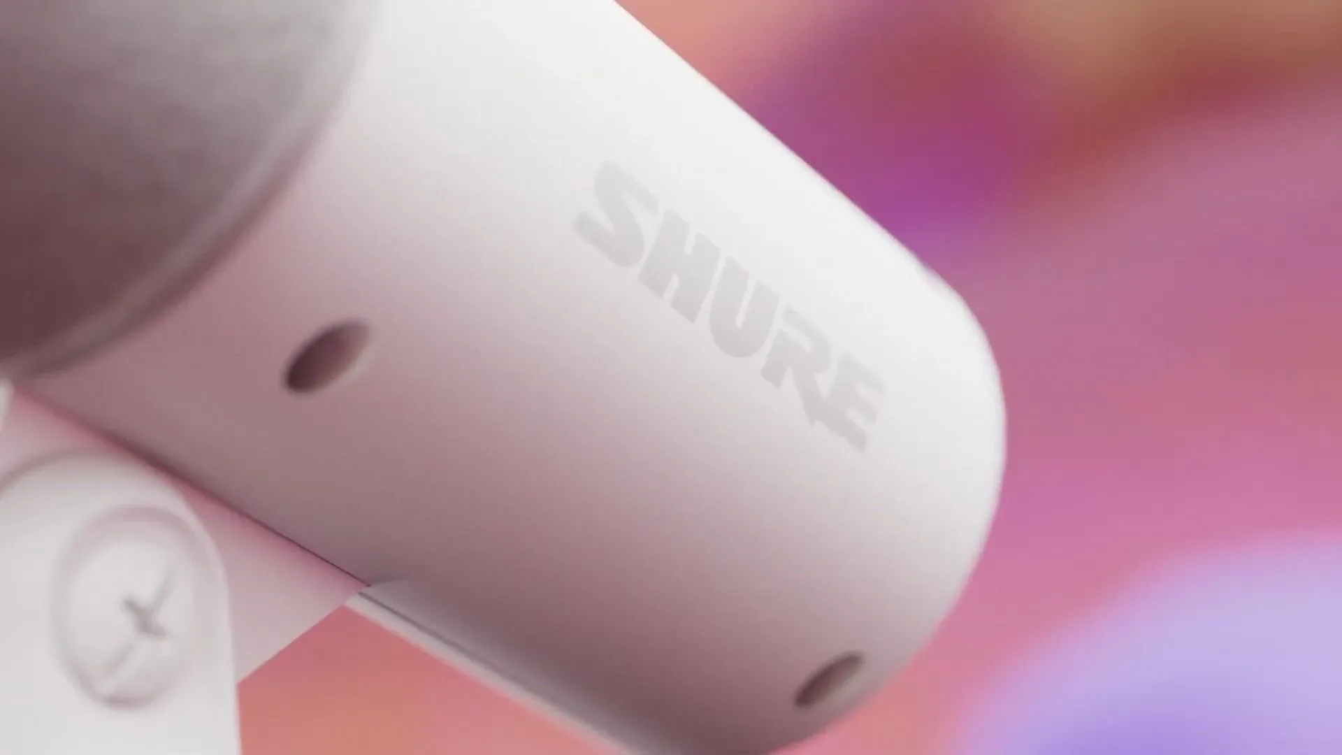 Shure MV6 Gen 2 USB microphone in white with matching stand and cable