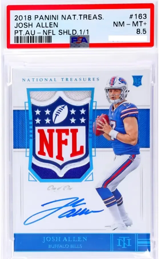 Josh Allen 2018 Panini National Treasures NFL Shield autograph rookie card graded PSA 8.5