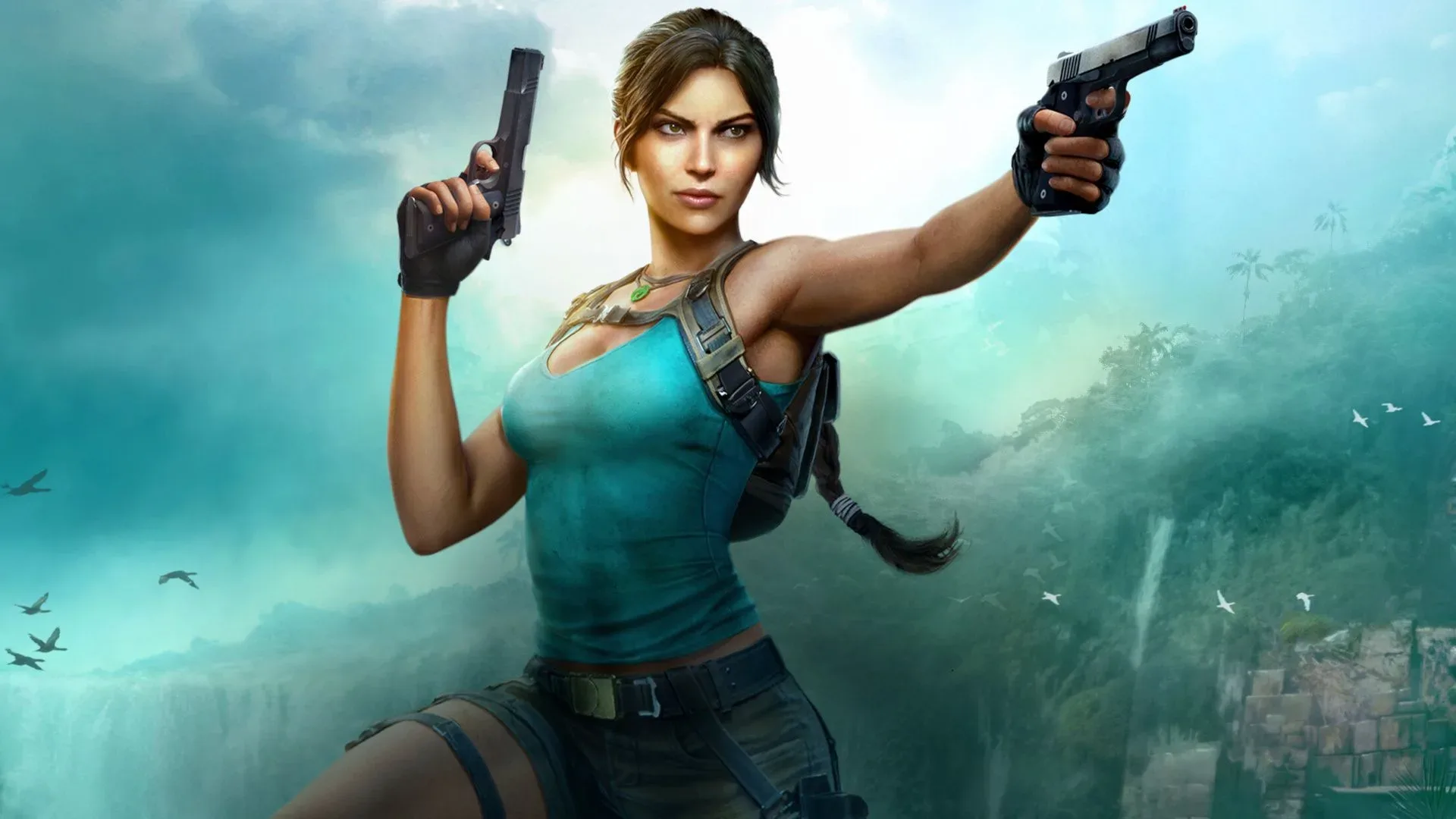 Lara Croft navigating the sword-filled Damocles Trial in Tomb Raider: Legacy of Atlantis