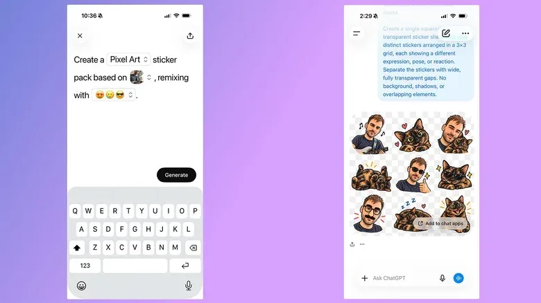 WhatsApp sticker picker showing a named custom sticker pack