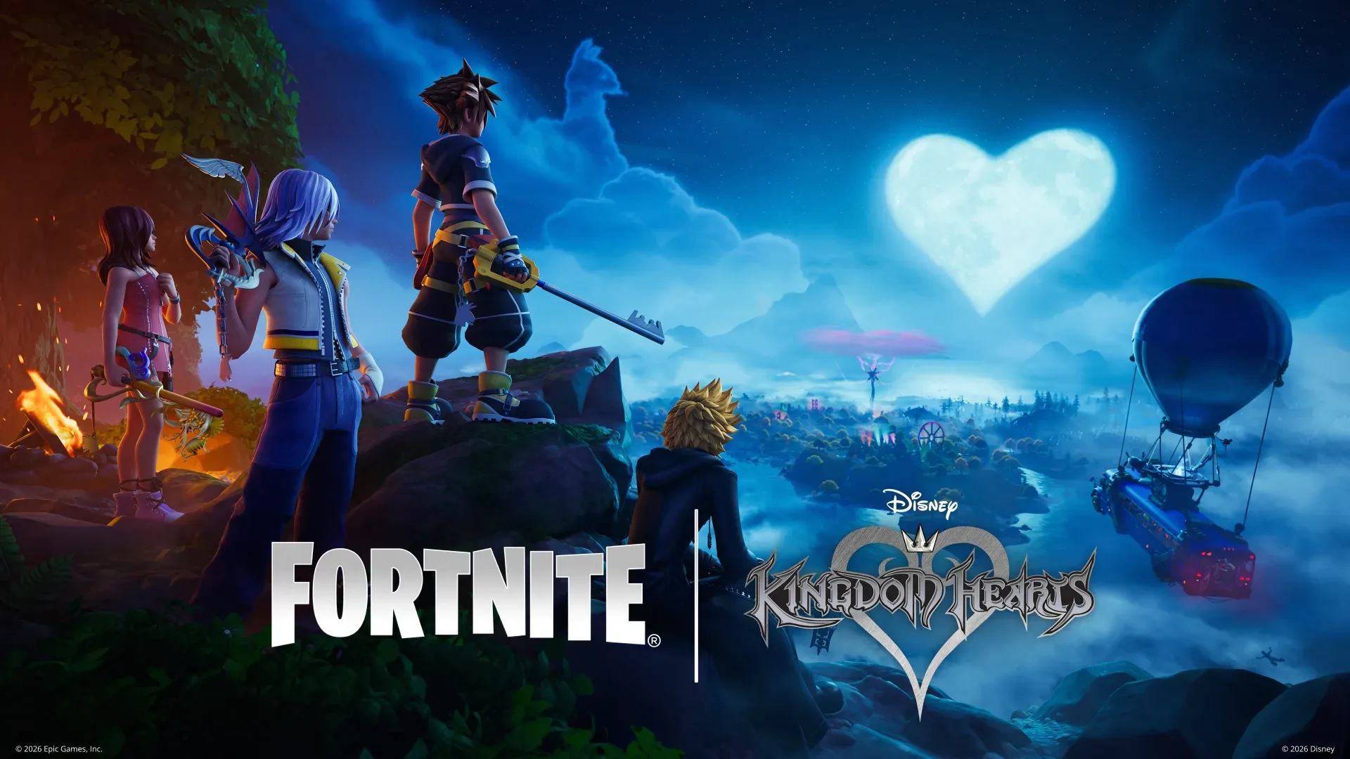 Sora, Riku, Kairi and Roxas outfits in Fortnite's Kingdom Hearts crossover