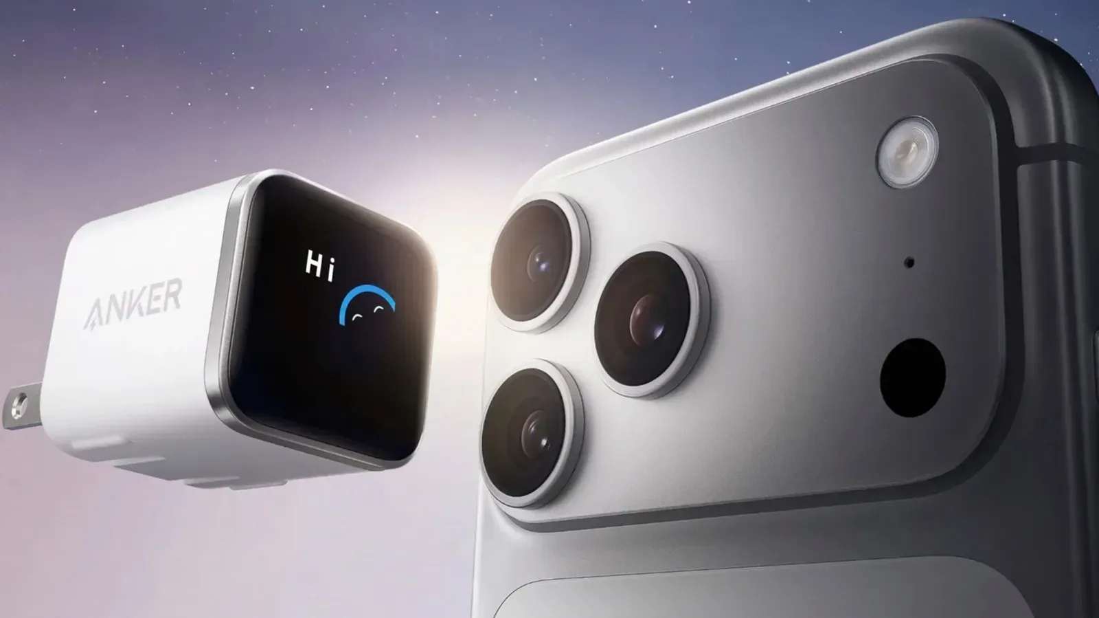 Anker smart display wall charger showing live charging information