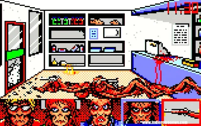 Colorful Atari Lynx gameplay scene from the Zombi demo