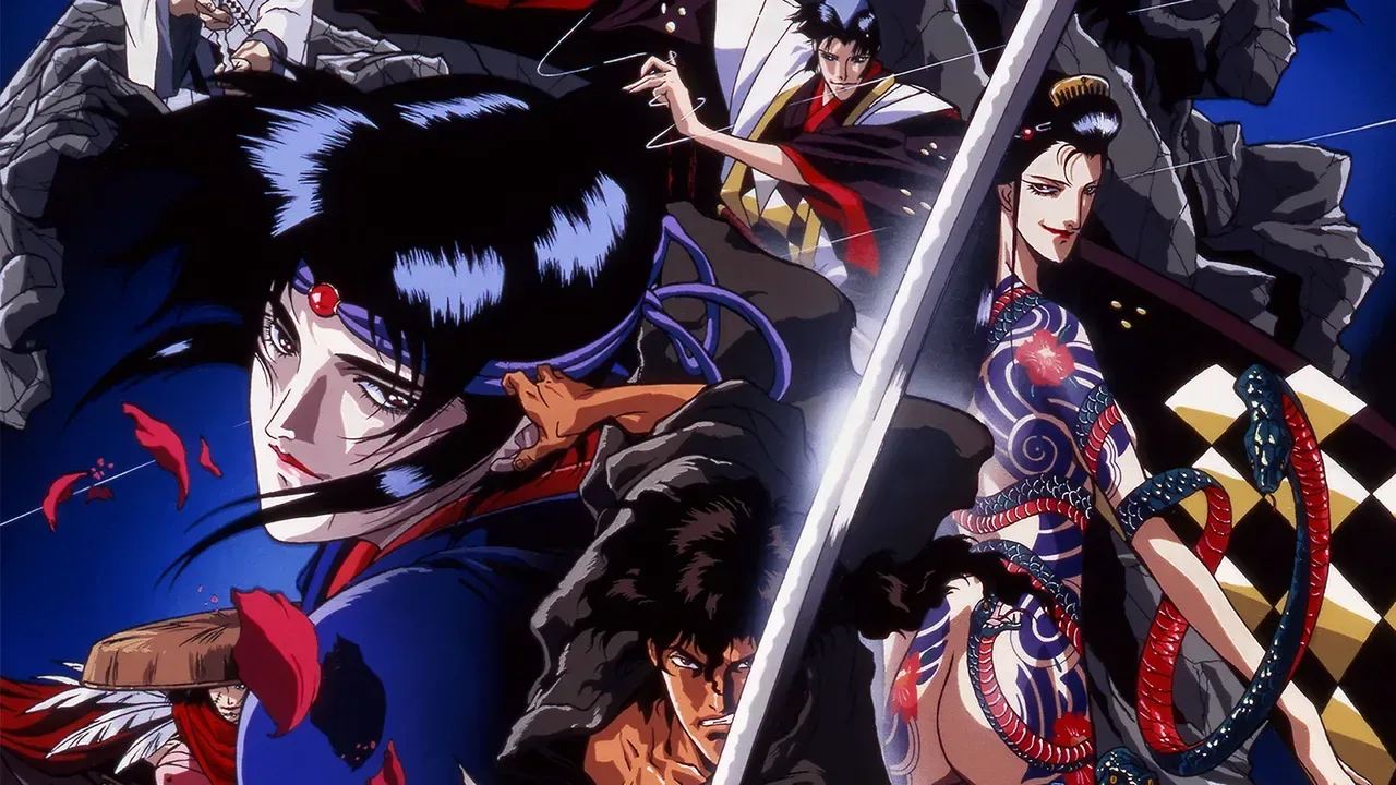 Hand-drawn animation cels and painted backgrounds in Ninja Scroll