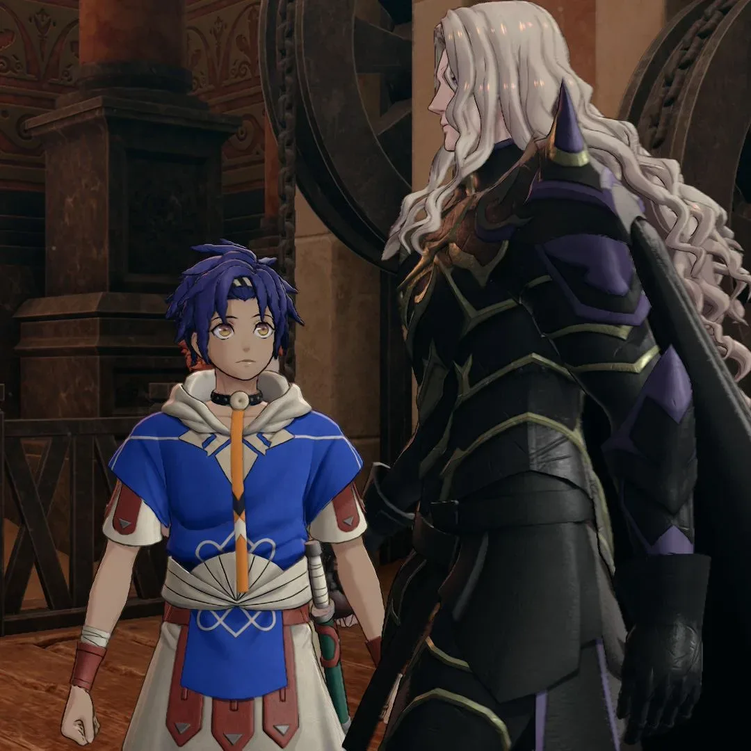 A party member sharing a meal with a potential recruit in Fire Emblem: Fortune’s Weave