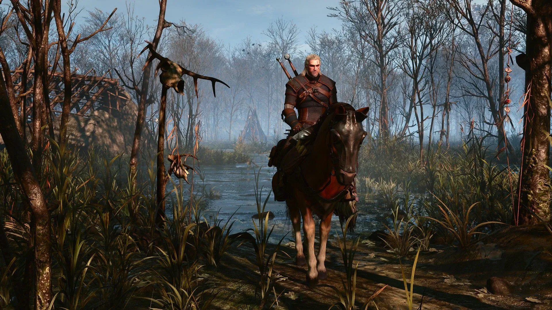 Geralt reviewing the redesigned skill tree in The Witcher 3 remaster