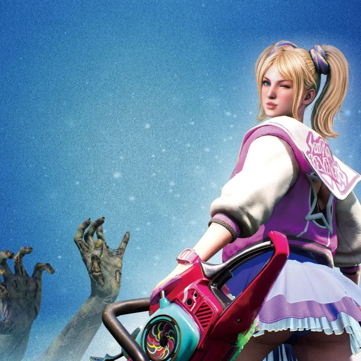 Juliet Starling roller-skating through zombies in Lollipop Chainsaw 2 Back2Back