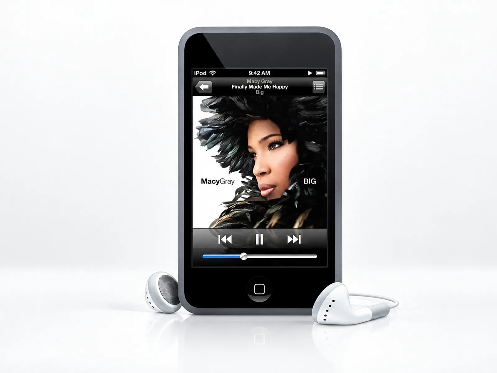 A first-generation iPod touch representing Apple’s 2007 portable media lineup