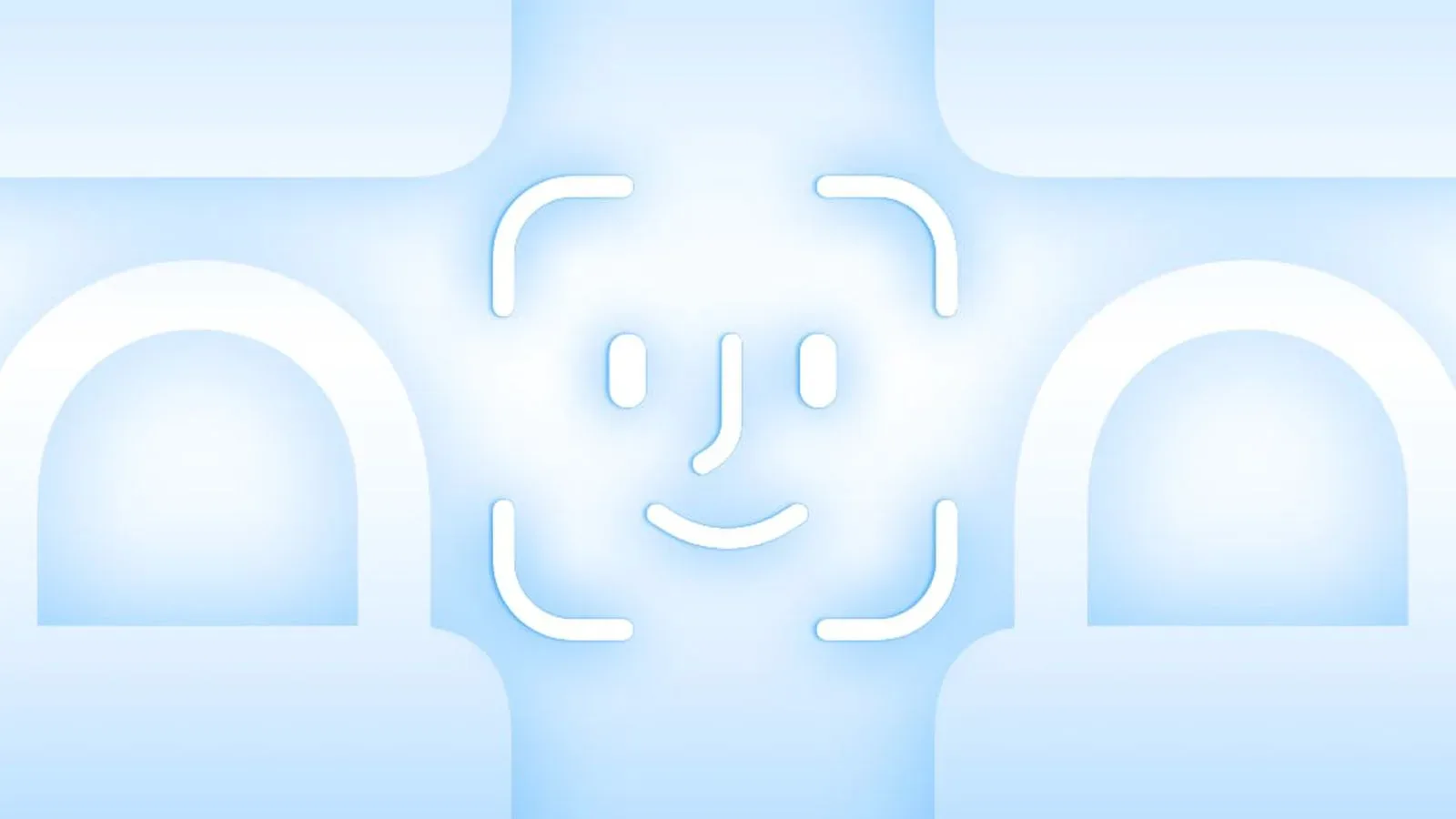 Illustration of facial recognition security checking for a real human face