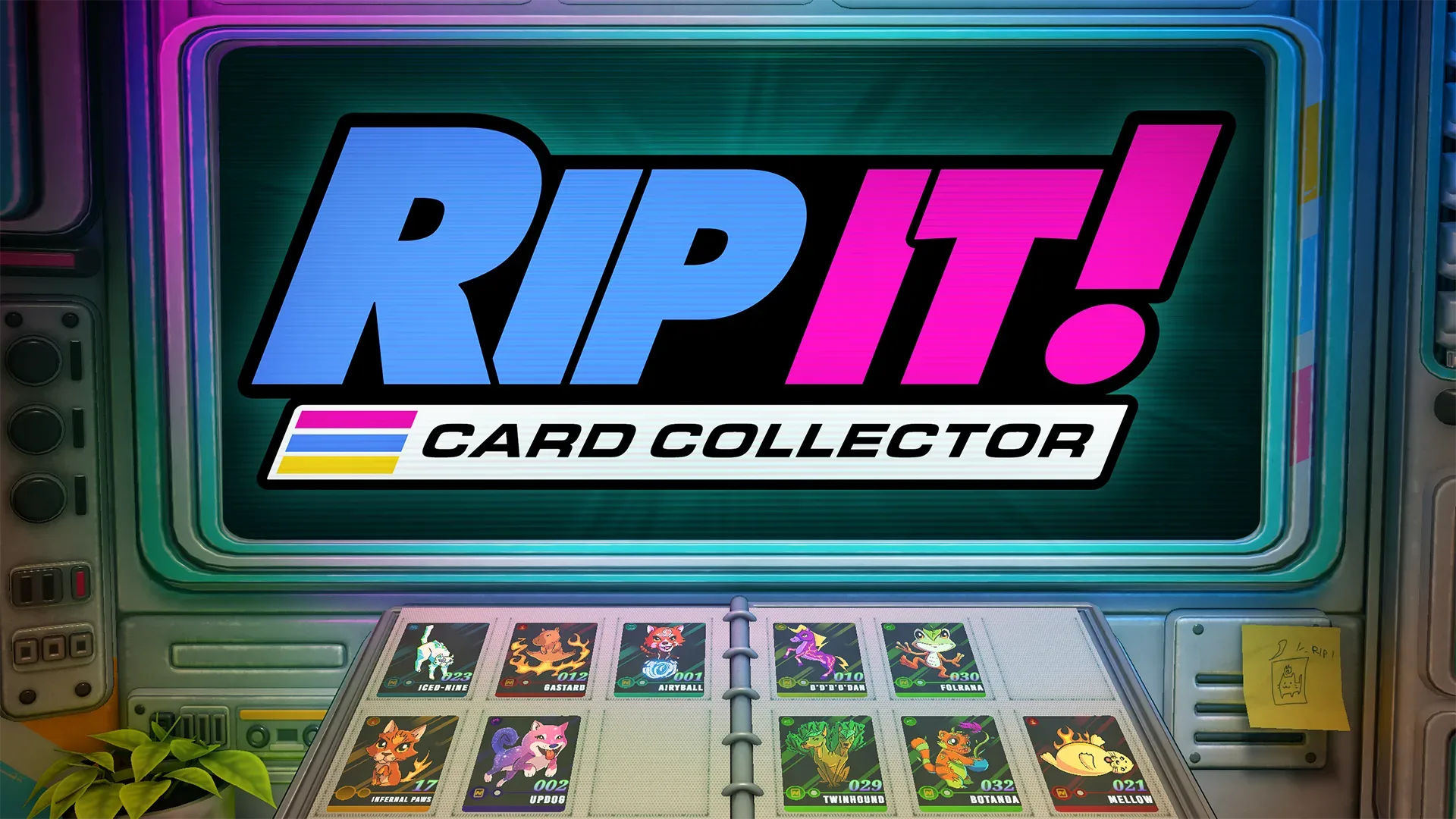 Rip It! Card Collector pack-opening and card-sorting interface