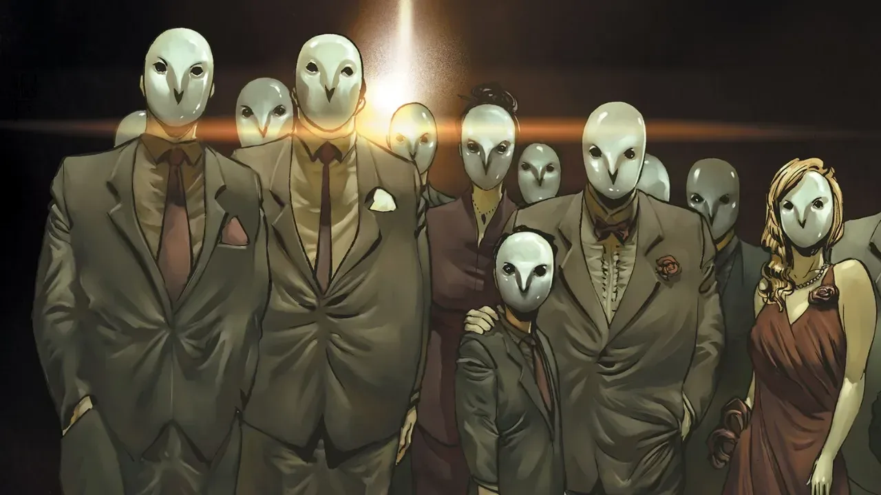 Masked protestors in a Gotham crowd scene filmed for The Batman: Part II