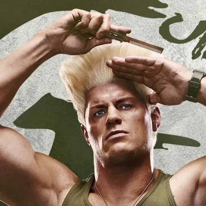 AMC Street Fighter popcorn bucket shaped like Guile’s signature hair