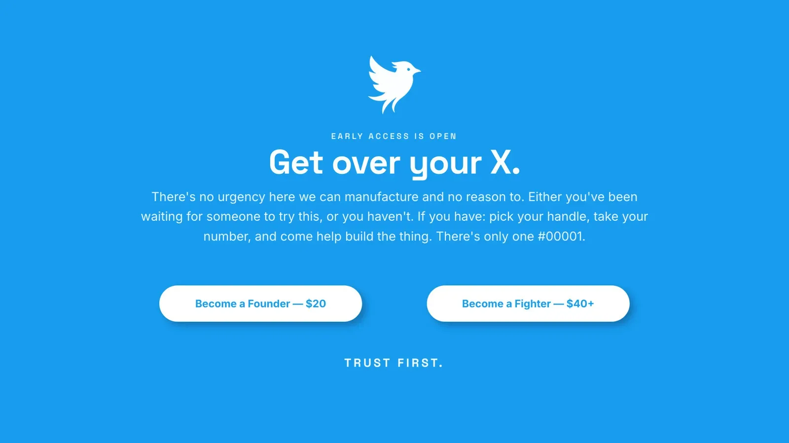 Tweet.app branding displayed on a social media platform waitlist page